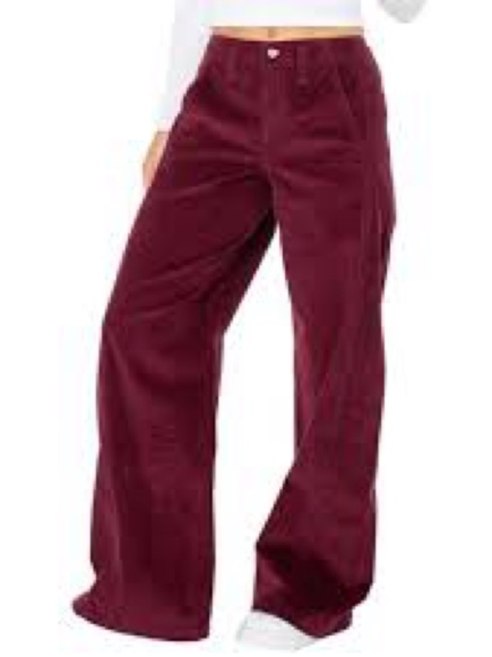 Celebrity Pink Wide-Leg Corduroy Pants in Burgundy